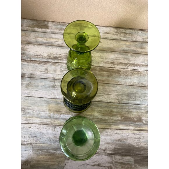 Lot of 3 Vintage Green Glass Goblets – Tiffin, L.E. Smith & Anchor Hocking – MCM - Picture 12 of 12